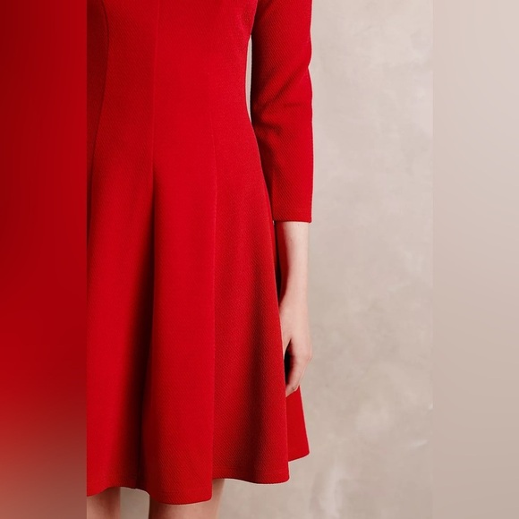 Anthro Sunday in Brooklyn Crosstown Dress 3/4" Sleeve Red Mini Dress M Classic - Picture 3 of 16